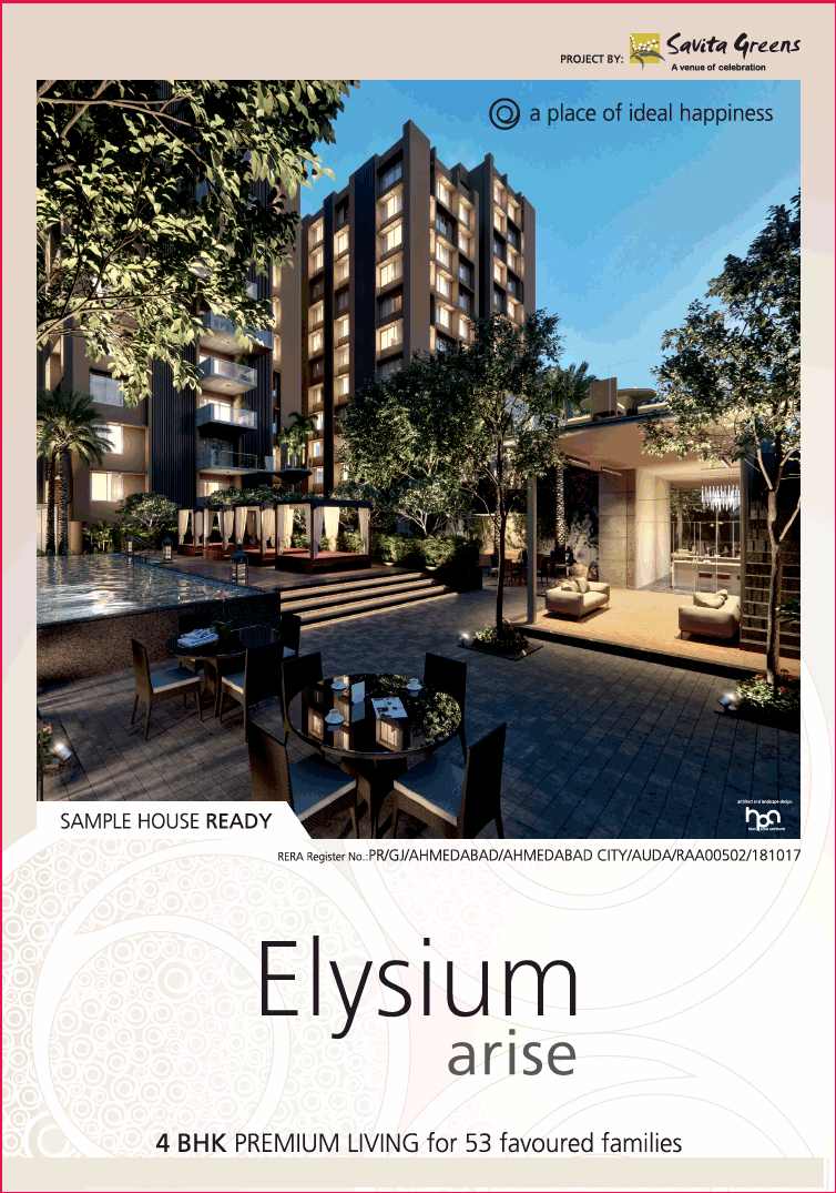 Sample house ready at Savita Elysium Arise in Ahmedabad